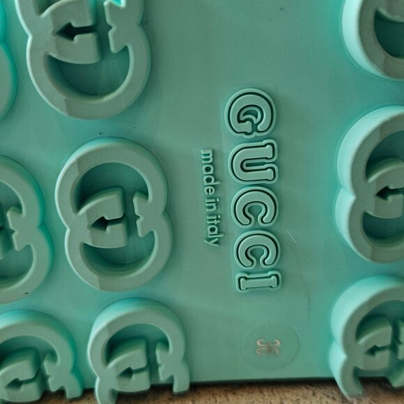 Gucci Horsebit Blue rubber platform slingback sandals - Picture 4 of 7